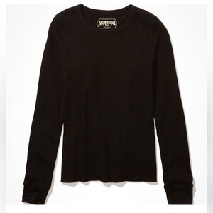 AE Long Sleeve Waffle Layering Tee Black Small